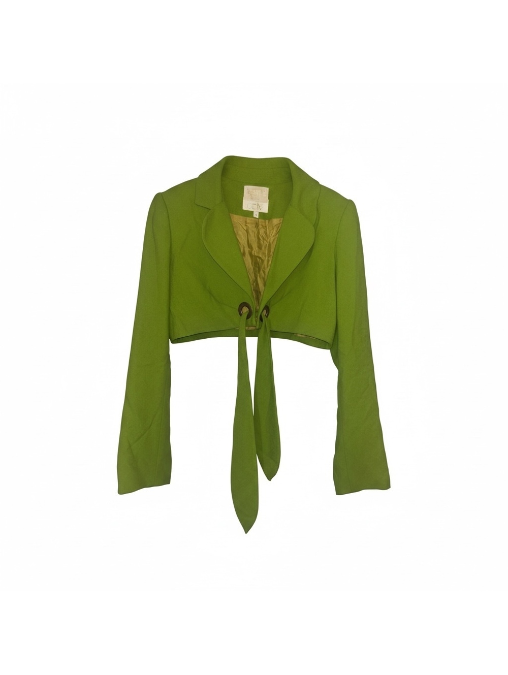 Cache x Alberto Makali Lime Green Cropped Tie-Front Blazer